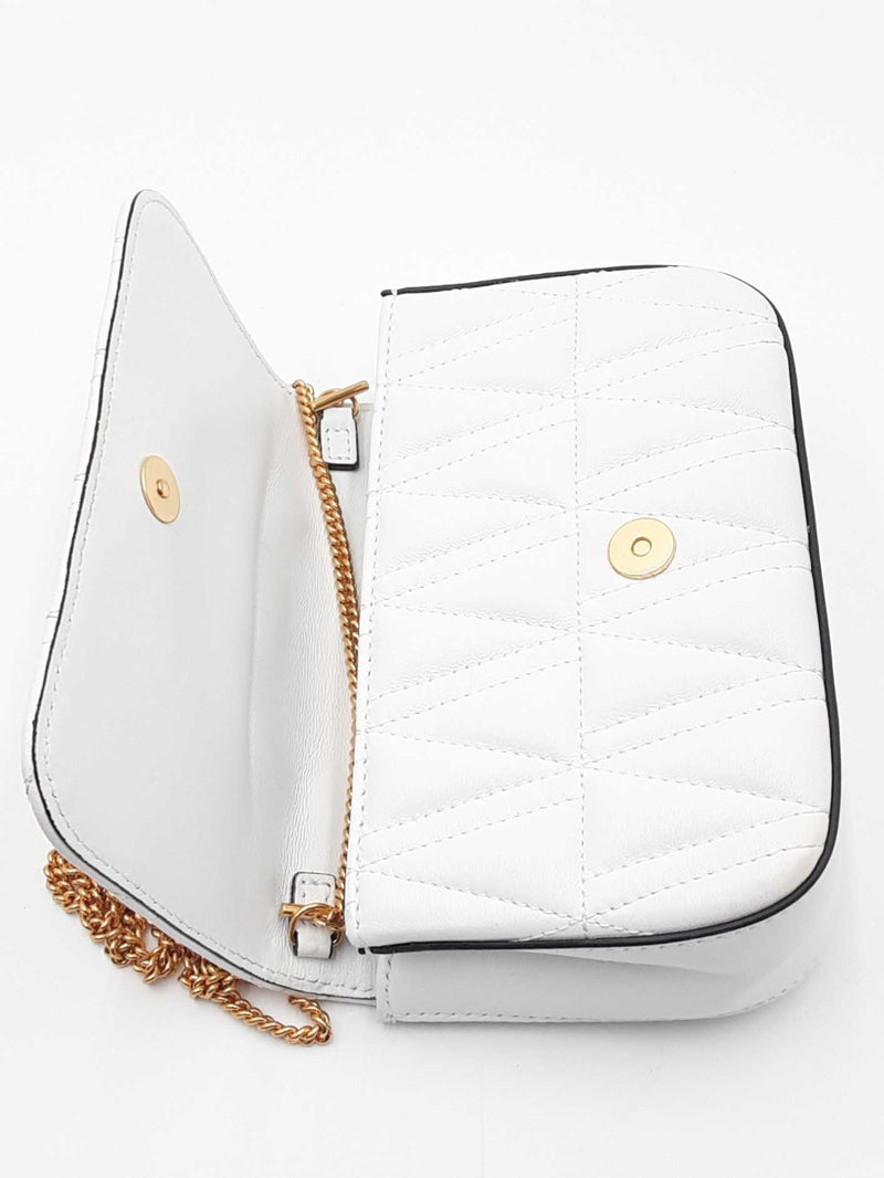 Versace Quilted White Leather Shoulder Bag Eb0424lrxdu