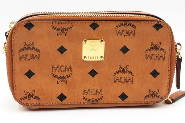 Mcm Cognac Visetos Camera Crossbody Bag Eb1125loxdu