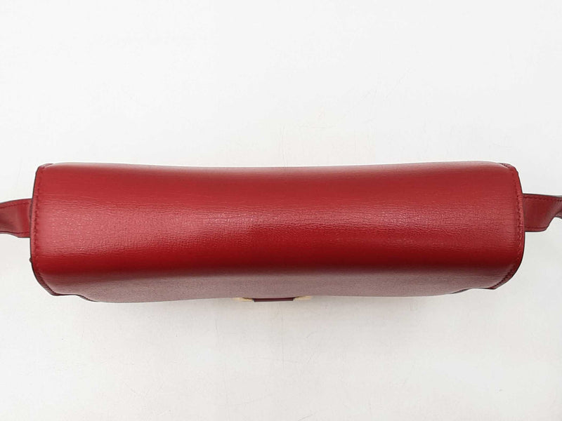 Gucci Torchon Ring Small Shoulder Bag In Cherry Red Grained Leather Fw1125rxzsa