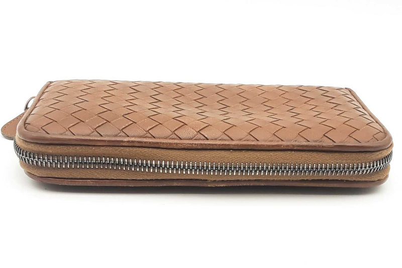 Bottega Veneta Brown Intrecciato Leather Zip Around Wallet Eb1124lxzsa