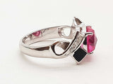 Breast Cancer Ribbon Pink Sapphires 10k Wg Ring Earrings Ensemble Do0226pxzde