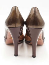 Prada Vern Metal Tricolor Patent Leather Peep Toe Pumps Size 38 Eb0126crdu