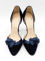 Christian Louboutin Biba D'orsay Blue Velvet Pumps Size Eu 36 Us 6 Fw0725rzdu