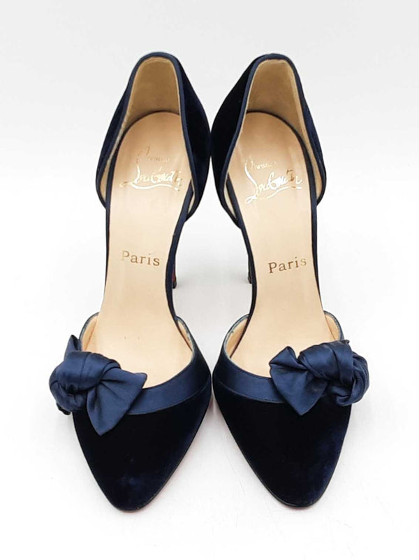 Christian Louboutin Biba D'orsay Blue Velvet Pumps Size Eu 36 Us 6 Fw0725rzdu