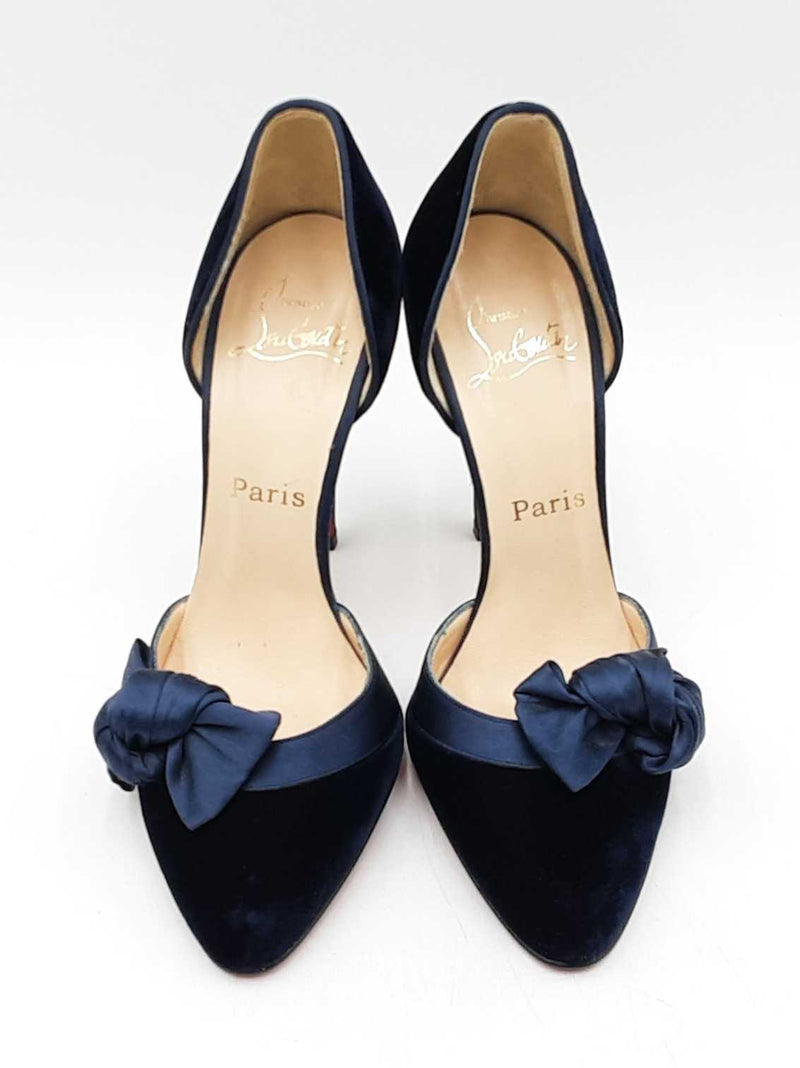 Christian Louboutin Biba D'orsay Blue Velvet Pumps Size Eu 36 Us 6 Fw0725rzdu