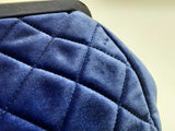 Chanel Kiss Lock Blue Velvet Quilted Clutch Crossbody Bag Do0924lexzde