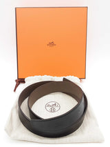 Hermes Noir Black Etoupe Gray Reversible Belt Size 90 Do0125oxzde