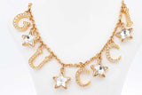 Gucci Script Logo Crystal Star Gold-tone Necklace 16 Inch Eb1225wxzsa