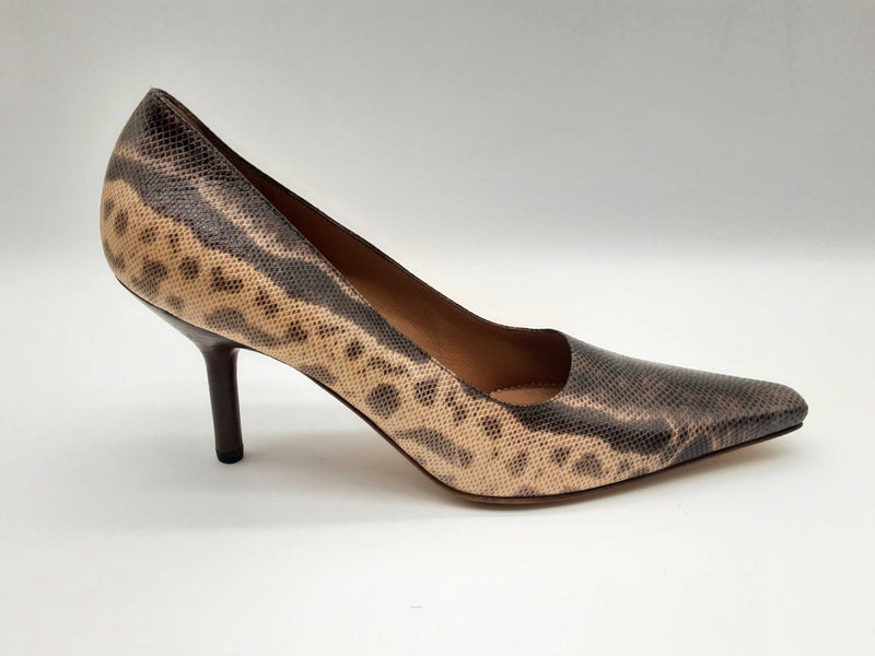 Gucci Brown Snake Skin Leather Heels Size 8.5 Do0424lxzde