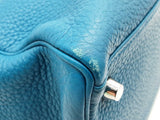 Hermes Kelly 35cm Cobalt Blue Clemence Palladium Shoulder Bag. Do0126lzxzxde