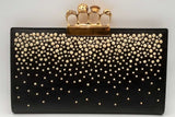 Alexander Mcqueen Black Leather Studded Knuckle Flat Clutch Eb0125wxzsa