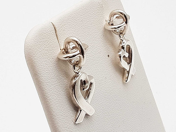 Tiffany & Co Paloma Picasso Loving Heart Silver Dangle Drop Earrings Do0424lixde