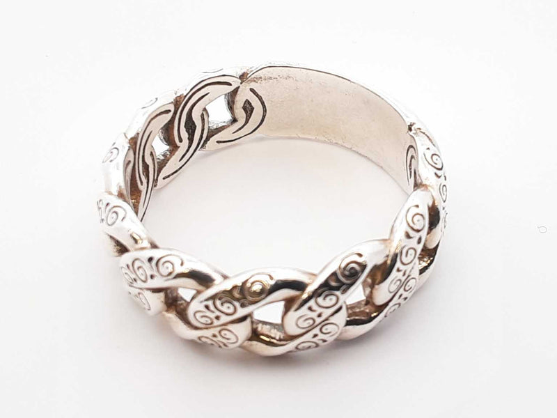 Konstantino Sterling Silver Carved Curb Link Ring 9.1 Grams Size 12 Fw0425pxdu