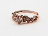 Approx 0.15 Ctw Diamond 14k Rose Gold 2.4g Heart Wreath Ring Size 6 Do1024sxde