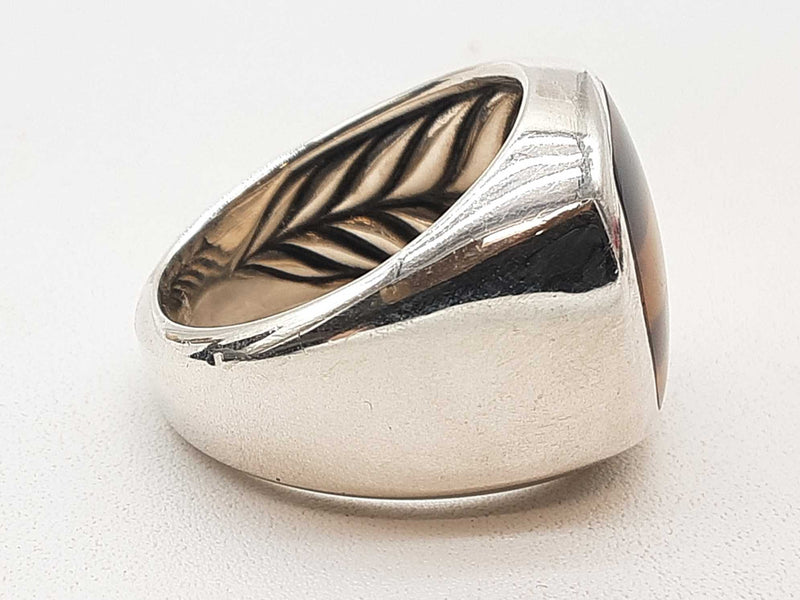 David Yurman Streamline Tigers Eye 0.925 Silver 24.3g Ring Size 10.75 Do1024oxzde