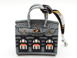 Blue Gray Building Mini Bag Charm Do0725ede