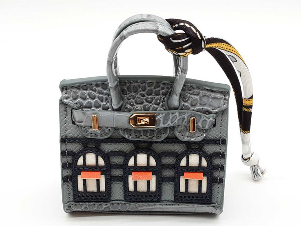 Blue Gray Building Mini Bag Charm Do0725ede
