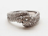 1.30 Cttw Natural Diamonds 14k White Gold 5.0g Ring Size 6.75 Do0426cxzde