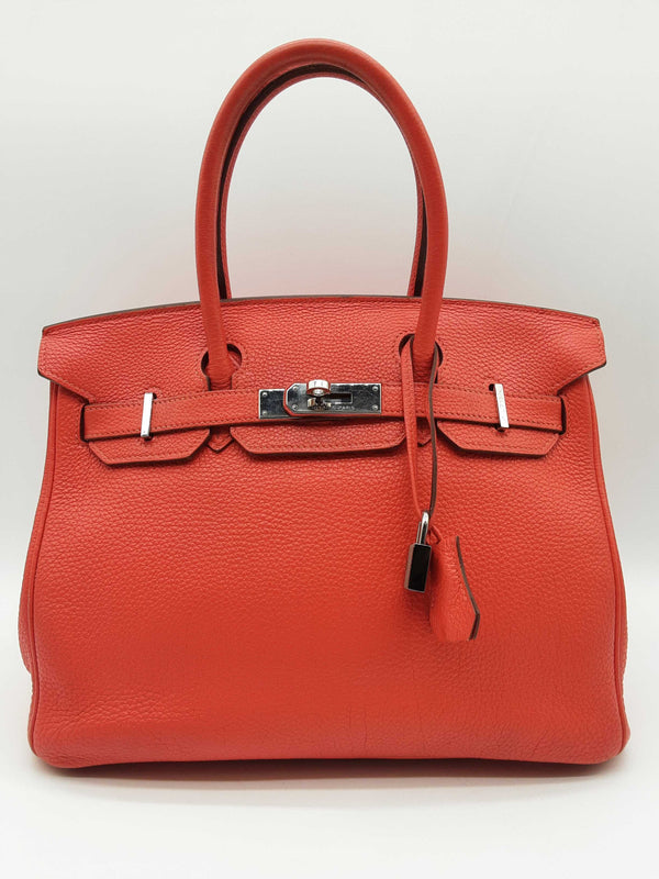 Hermes Birkin 30 Sanguine Red Orange Togo Palladium Handbag Do0323lxcrxde