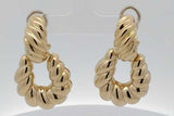 18k Yellow Gold Chunky Twisted Stud Omega Back Earrings 22 Grams Eb0926lorxsa