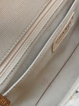 Chanel White & Beige Cnavas Tweed Patchwork Shoulder Bag Eb0326prrxde