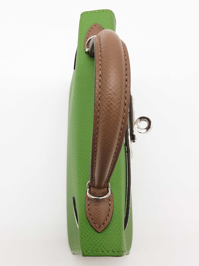 Hermes Mini Kelly Tricolor Green Gray Epsom Palladium Hardware Bag Do0925oxzxzde