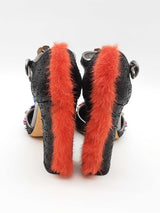 Dolce & Gabbana Vally Black Glitter Mink Fur Pumps Size 40 Eb0626lcrde