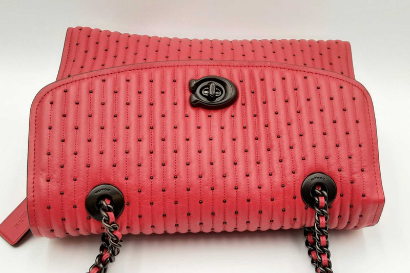 Coach Quilted & Rivets Parker Shoulder Bag In Red Eb0824ordu