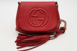 Gucci Red Leather Soho Flap Chain Crossbody Bag Eb0826wxzsa
