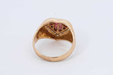 Ruby & Diamond Heart Shape Ring In 18k Yellow Gold 7.1 Grams Size 7 Eb1025wrxdu
