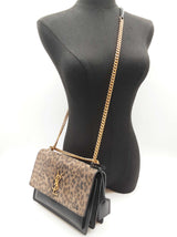 Yves Saint Laurent Ysl Sunset Leopard Print Black Crossbody Bag Do0225exzde