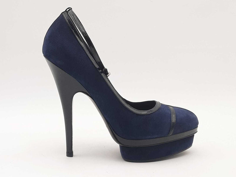 Saint Laurent Navy And Black Courts Blue High Heels Size Eu 38.5 Aa0525czsa
