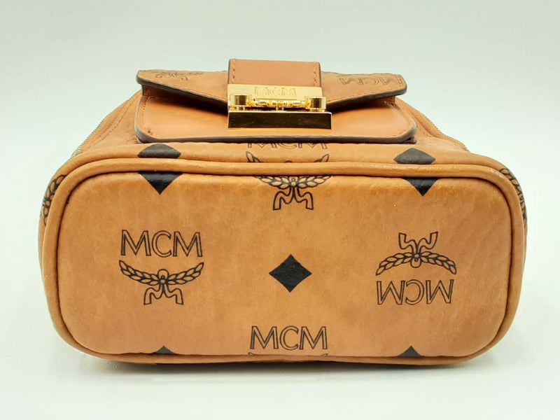 Mcm Patricia Visetos Coated Canvas Mini Handbag In Cognac Fw1124lxzdu