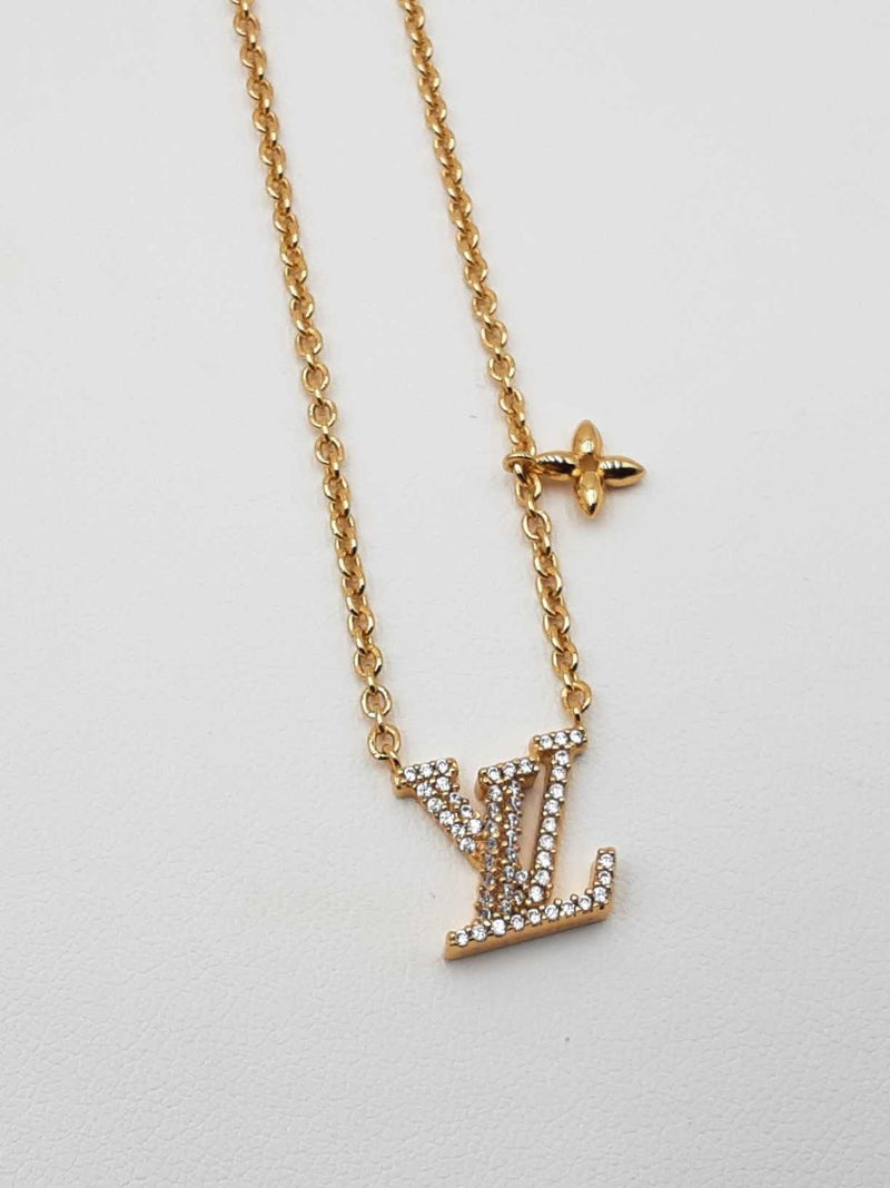 Louis Vuitton Lv Iconic Gold-tone Cubic Zirconia Necklace 18.5 Inch Fw0925lrzdu