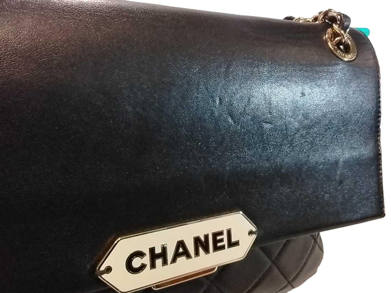 Chanel Medium Retro Label Black Lambskin Ghw Black Handbag Jg1025licrmia
