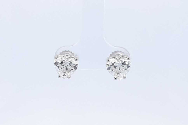 Lab Grown Heart Shape Diamond 3.12ctw Stud Earrings In 14k Wg 2.2g Eb0624erxsa