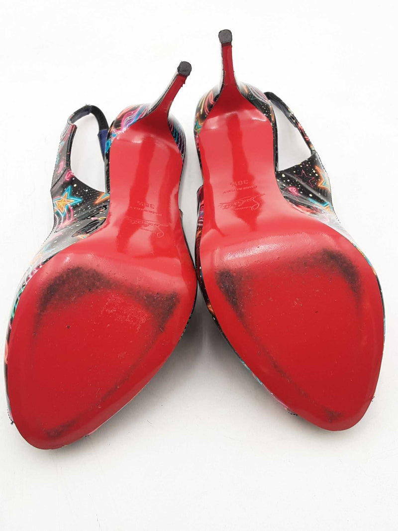 Christian Louboutin Hot Chick Sling Alta Starlight Heels Size 38.5 Eb1025lxzsa