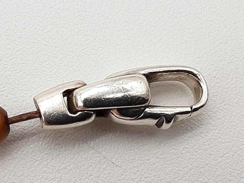 David Yurman 0.925 Silver Cross Tiger's Eye Beaded Bracelet 7.5 In Do1125lxzde