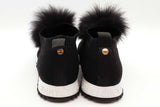 Jimmy Choo Norway Black Knit Norway Fur Pom-pom Sneakers Size 43 Eb0226lxzde