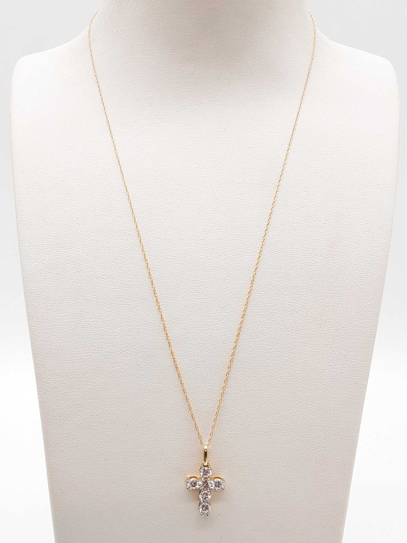 0.95 Cttw Lab Grown Diamonds 14k Yellow Gold 1.8g Cross Chain 18 In Do0525wwode