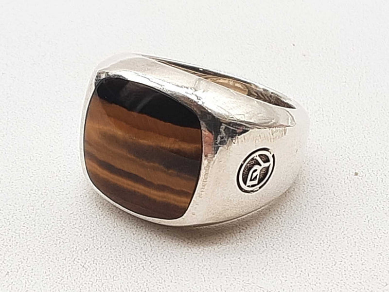 David Yurman Streamline Tigers Eye 0.925 Silver 24.3g Ring Size 10.75 Do1024oxzde