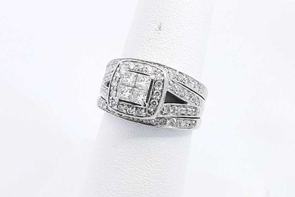 Approx. 1.36ctw Diamond Wedding Set 14k White Gold 8.7 Grams Size 6 Eb1124rxzsa