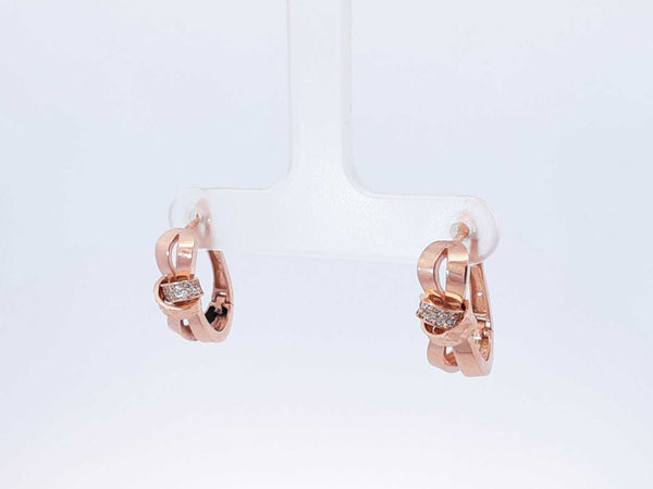 Diamond & 14k Rose Gold Bowknot Leverback Earrings 3.8 Grams Fw0925lczdu