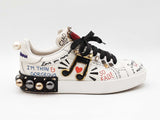 Dolce & Gabbana Portofino Sneakers In Printed White Leather Size 37 Fw1225lxzdu
