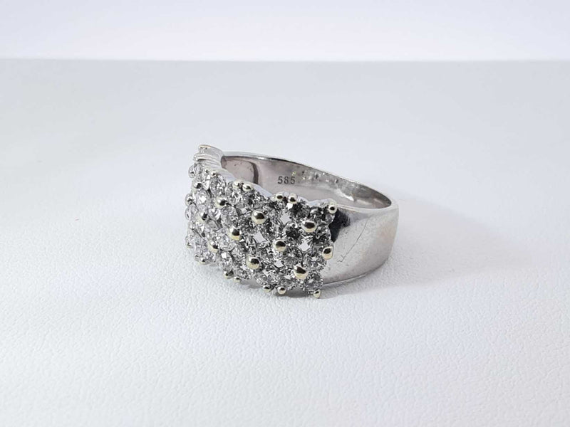 2.0 Cttw Diamond & 14k White Gold Four-row Ring 5.1 Grams Size 8 Fw0925pcsdu