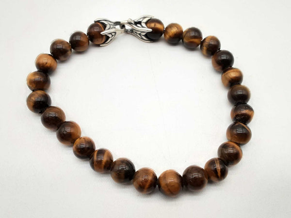 David Yurman 0.925 Silver 24.4g Tigers Eye Bead Bracelet 7.5 In Do1024loxde