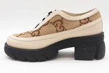 Gucci Gg Canvas & Leather Lace Up Platform Sneakers Size 39.5 Eb0925prxde