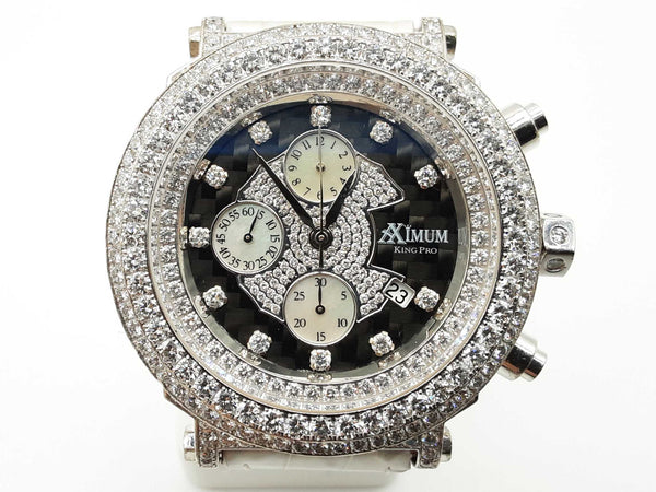 Aximum King Pro 18k White Gold Diamonds Black Dial Automatic Watch Do0825loxzxde