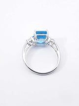 Blue Topaz & Diamond Ring In 10k White Gold 2.3 Grams Size 7 Fw1225rzdu