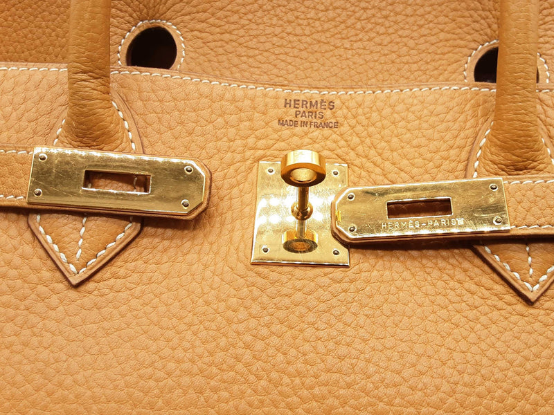 Hermes Birkin 40 Gold Tan Clemence Gold Hardware Handbag Do0424csxzde